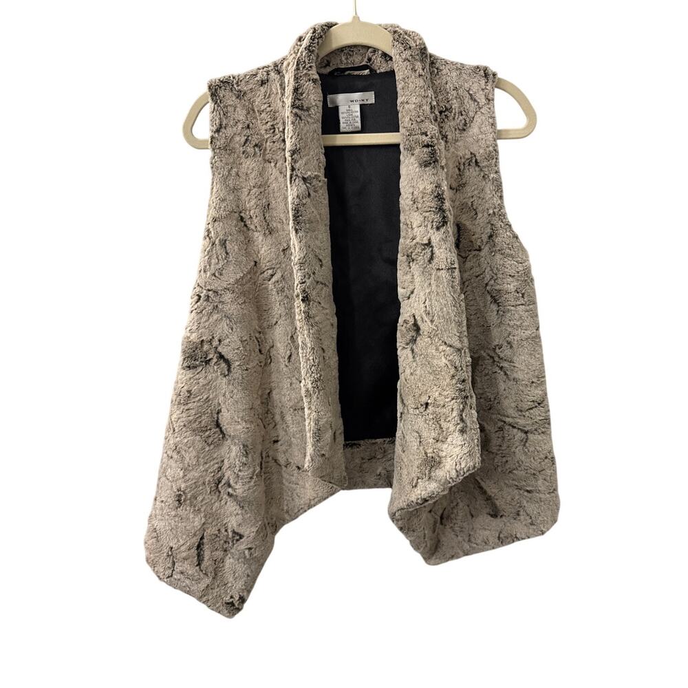 WD.NY Faux Fur Open Front Asymmetrical Layering Vest Size Women's Small